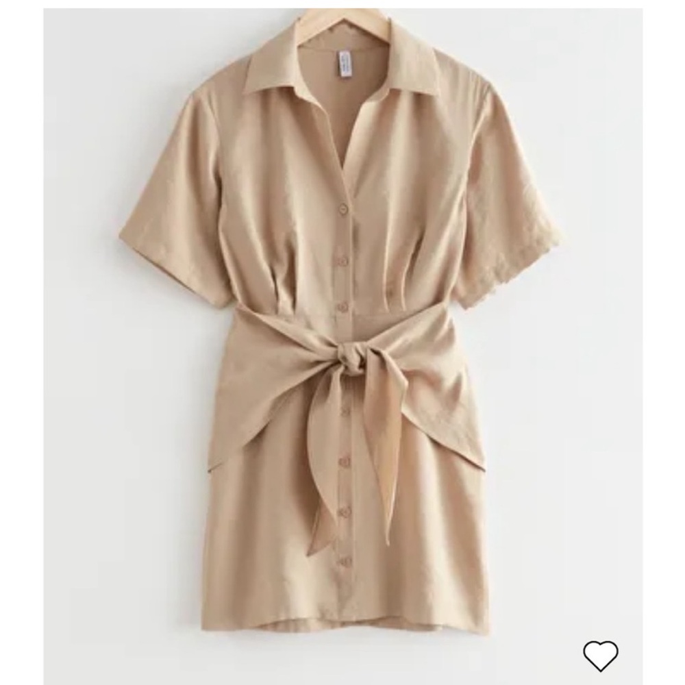 & Other Stories Tan Collared Tie Dress Size 4